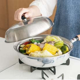 《新商品》フライパン用フタ付きステンレス蒸し器