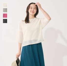 《新商品》リネンライクシアーニットトップス