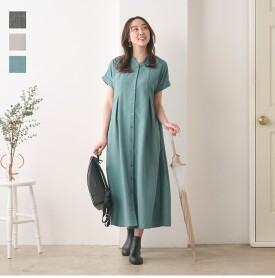 《新商品》すごナノ撥水　リネンライクシャツワンピース
