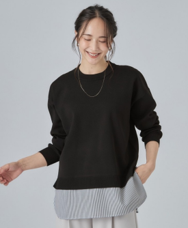 着るだけできまる シャツレイヤード風 スポンディッシュニット