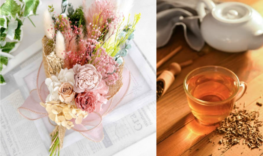 4/25(土) ~お菓子とお茶を楽しむ~ プリザーブドフラワーアレンジメント体験