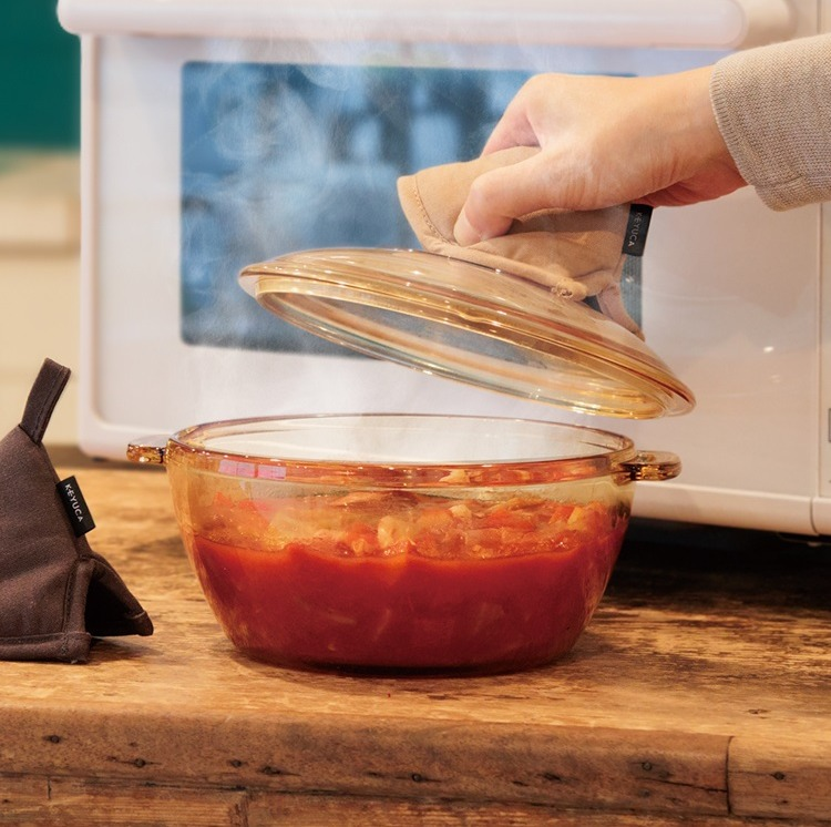 【新商品】レンジ調理で簡単 アンバーガラスのキャセロール 850ml