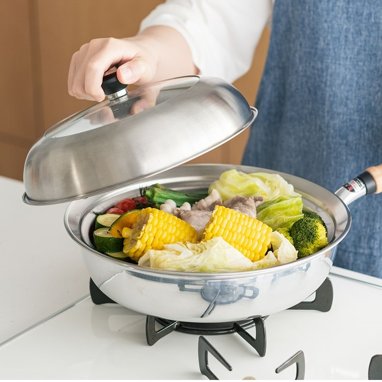 《新商品》フライパン用フタ付きステンレス蒸し器