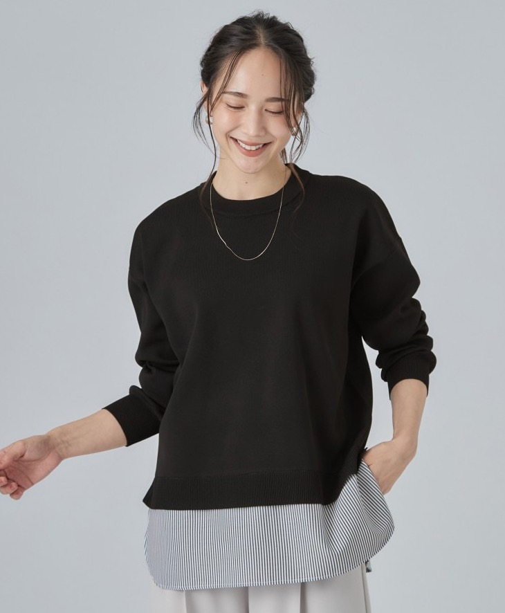 着るだけできまる シャツレイヤード風 スポンディッシュニット