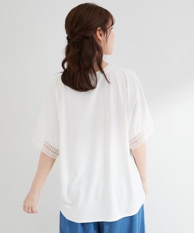 お袖レースが上品 ゆったりとろみトップス